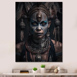 Designart "Tribal African Woman II" African American Woman Canvas